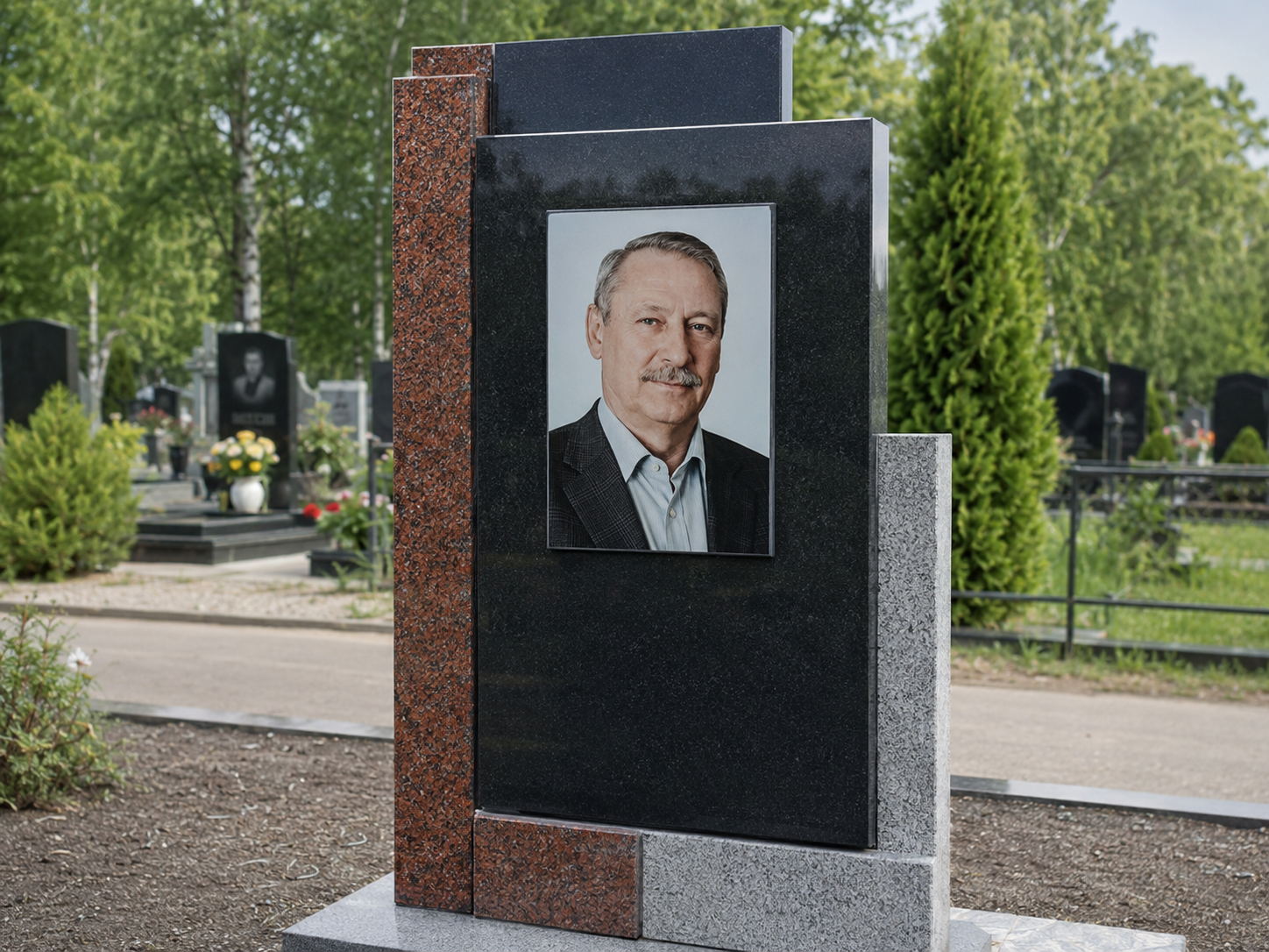 Прямоугольная фотокерамика на гранитном памятнике
