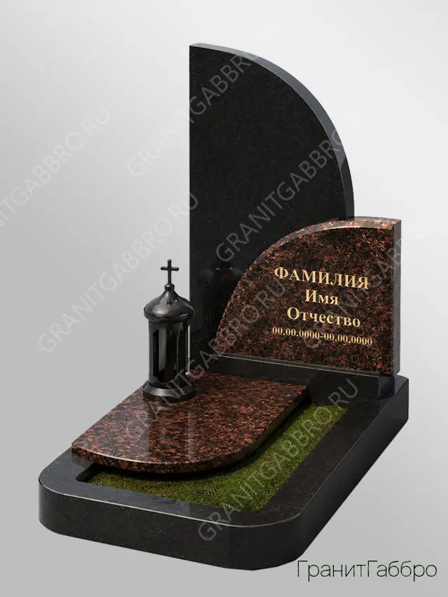 Комбинированный памятник с двумя стелами и плитой