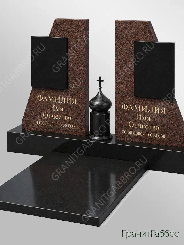 Комбинированный семейный памятник с надгробной плитой
