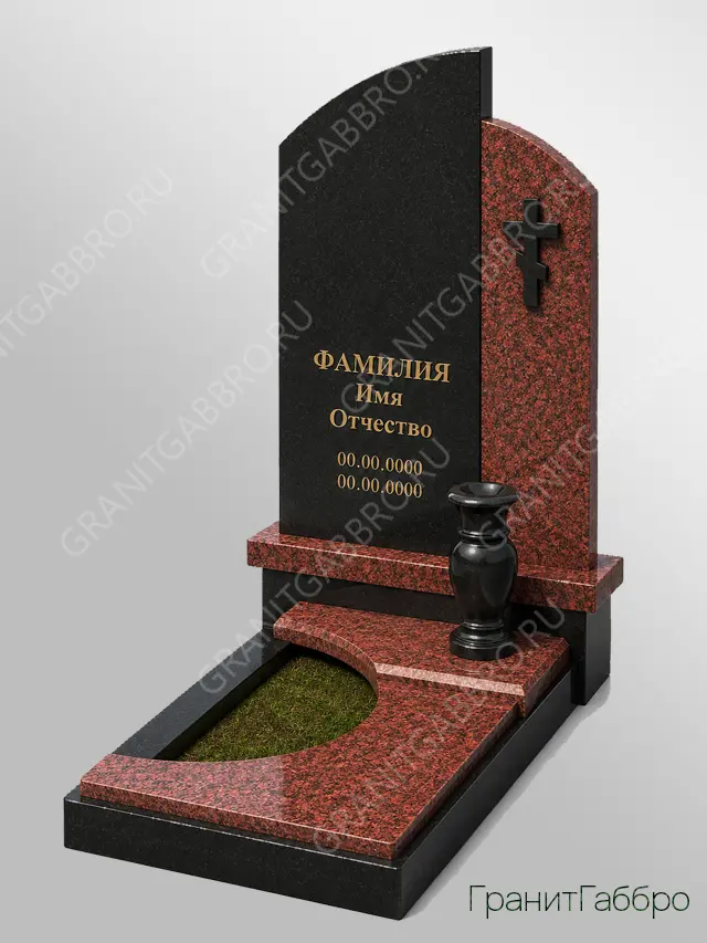 Комбинированный памятник с крестом и двумя стелами