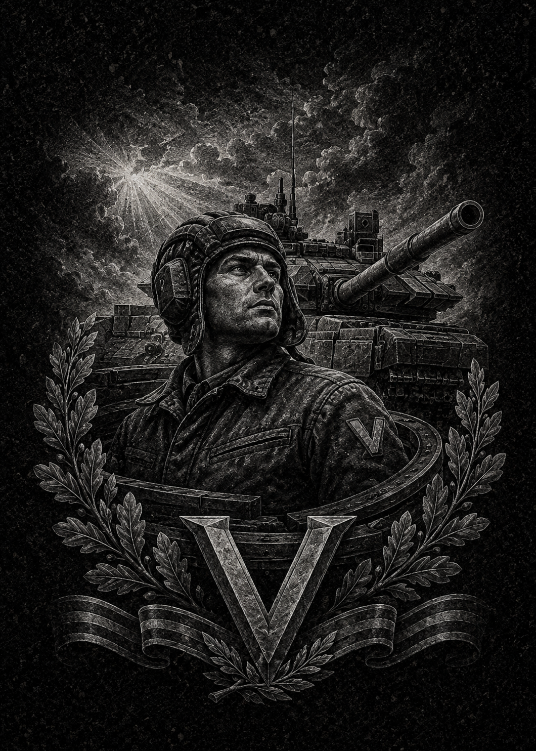 Гравировка военной тематики на памятник — вариант 11